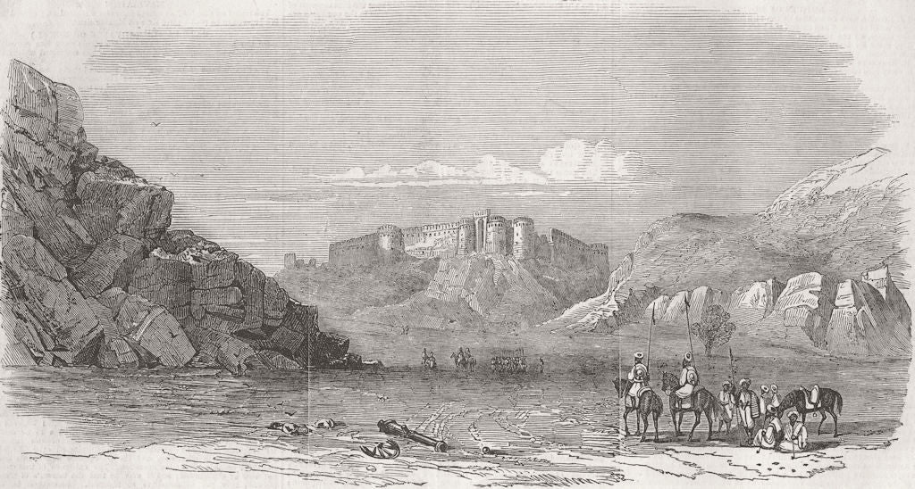PAKISTAN. Ft of Rhotas, Punjab.  1849 old antique vintage print picture